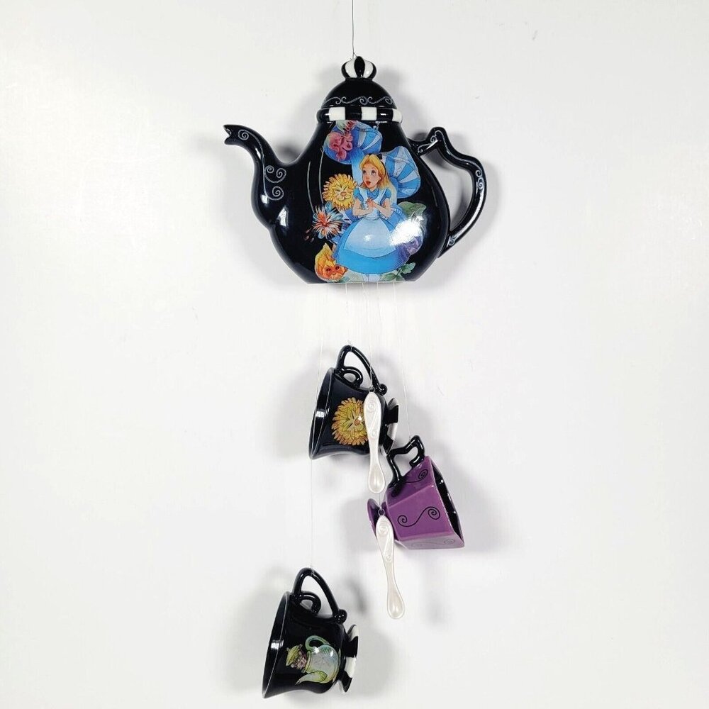 READ~ Alice in Wonderland Teapot Teacup Wind Chime Disney Parks Retired Vintage